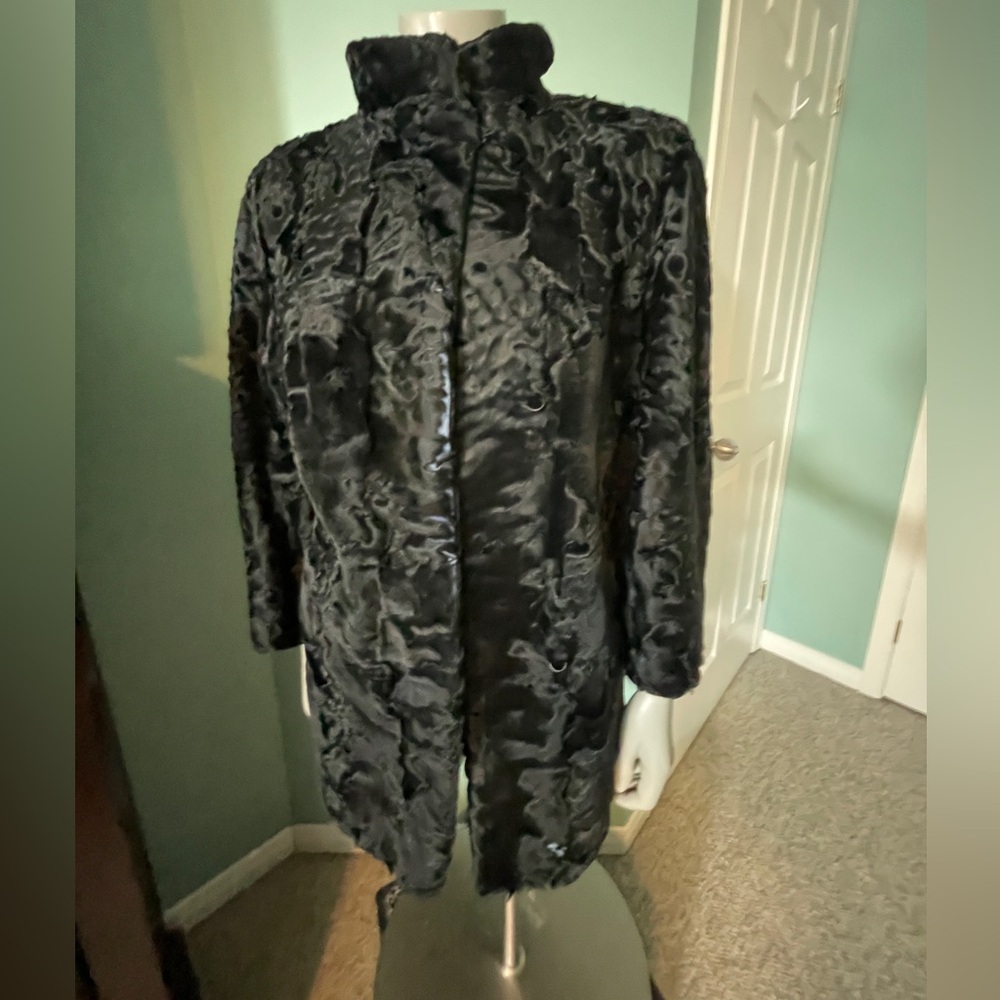 BROADTAIL Lamb Fur Coat- REAL - Ladies 12 *see notes